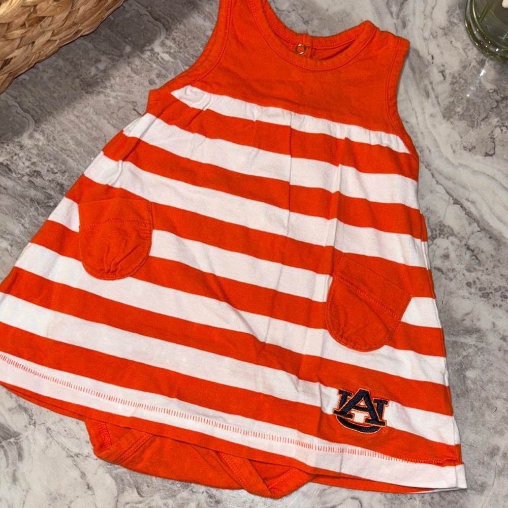 Garb Auburn University Orange Baby Dress with White Stripes